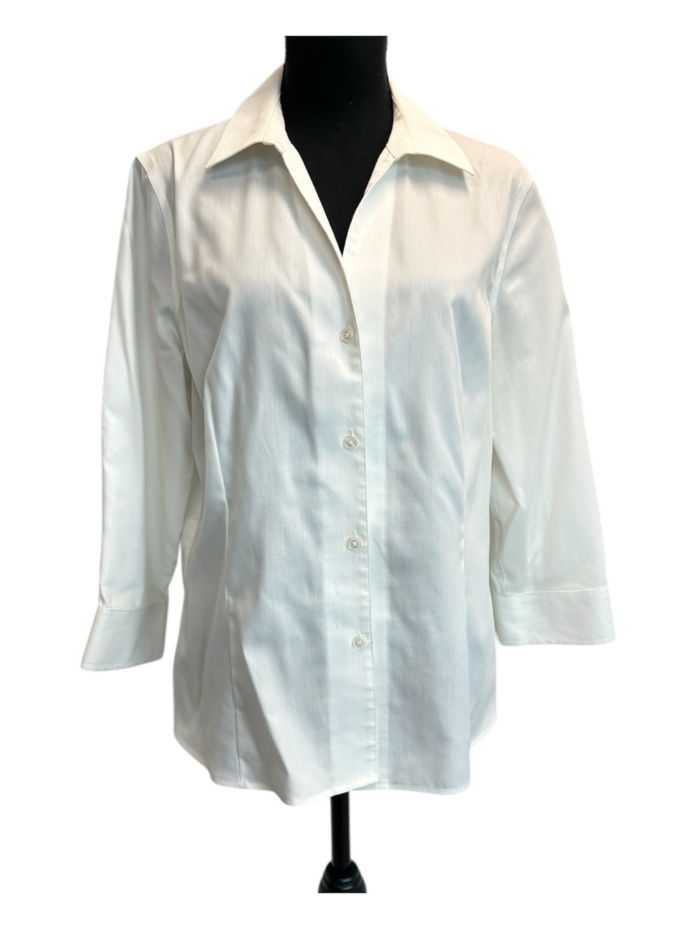 Jones New York Non Iron Signature Classic White Button-Front Women's Blouse Sz L